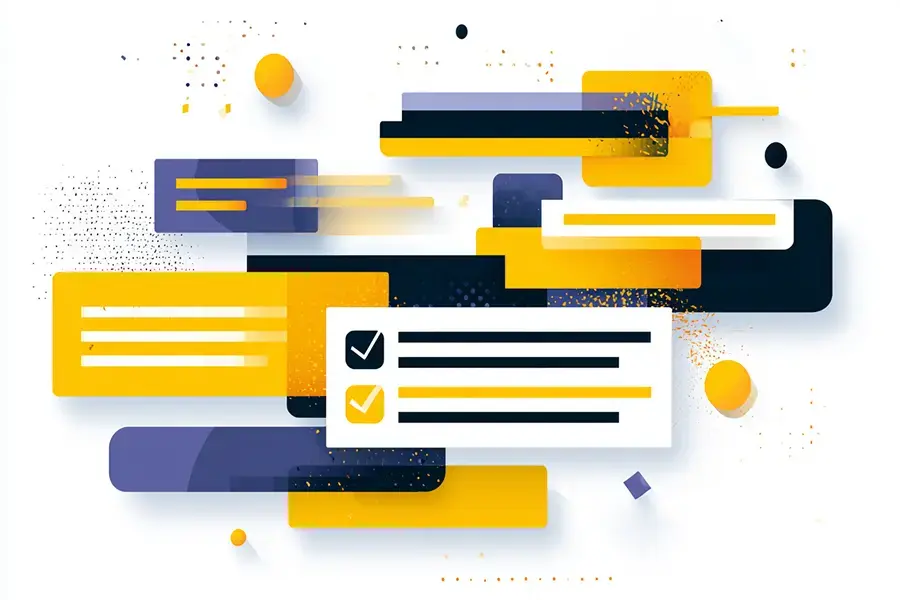 The image is an abstract graphic with a modern and dynamic design - checklists is the theme