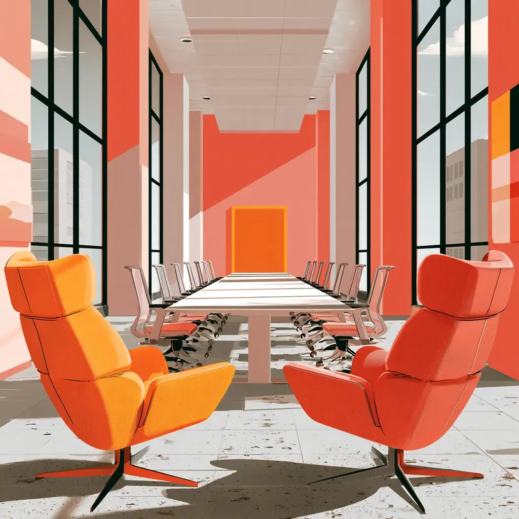 Modern conference room in a orange color scheme