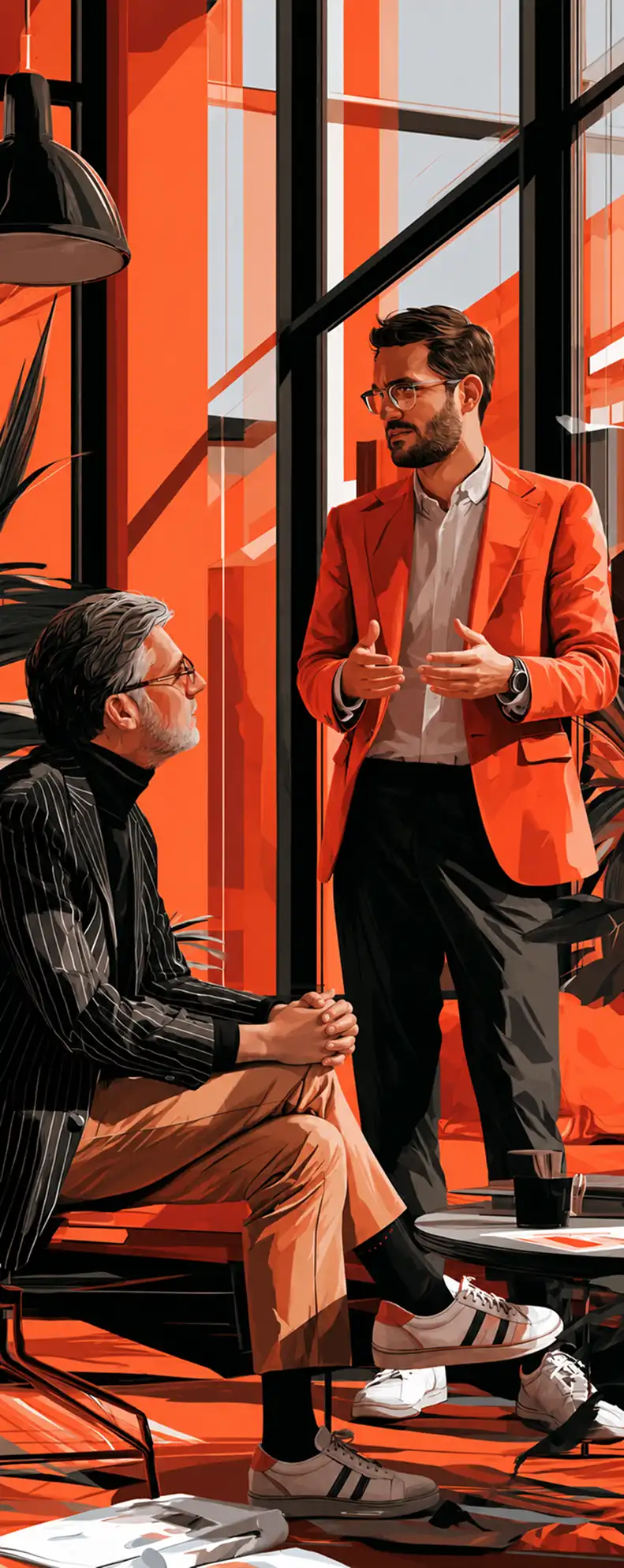 two individuals are engaged in a conversation