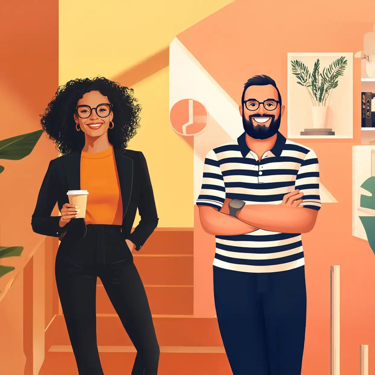 two individuals standing in a room